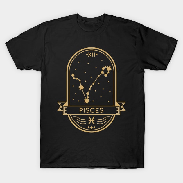 Pisces Gold Sigil T-Shirt by MimicGaming